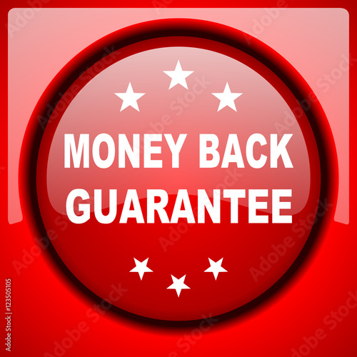 money back guarantee red icon plastic glossy button