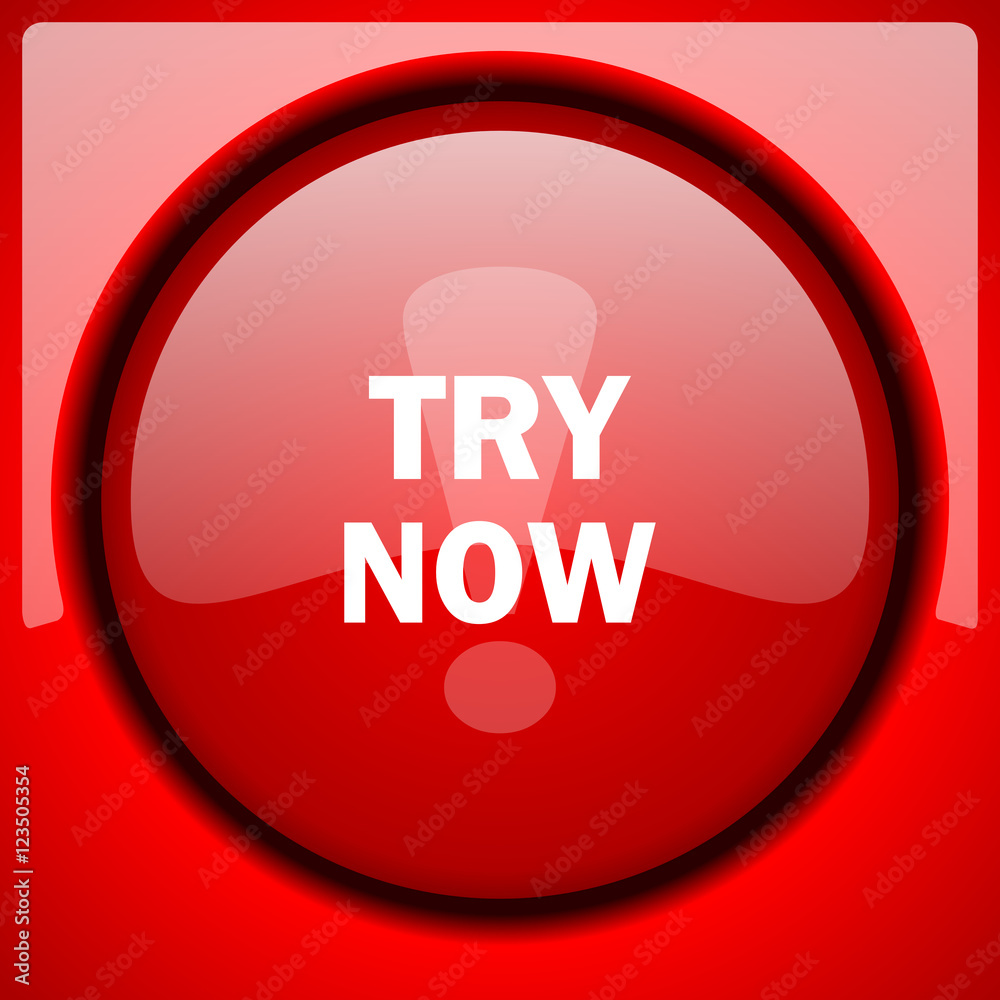try now red icon plastic glossy button try now red icon plastic glossy button