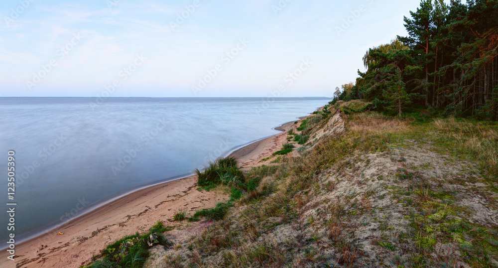 Baltic sea coast in the early morning. Curonian Spit, Lithuania.