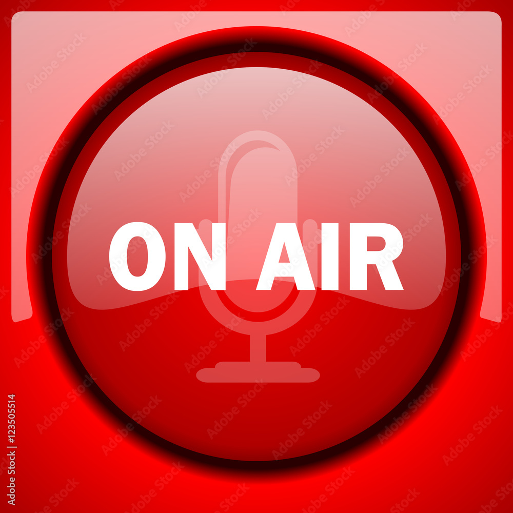 on air red icon plastic glossy button on air red icon plastic glossy button