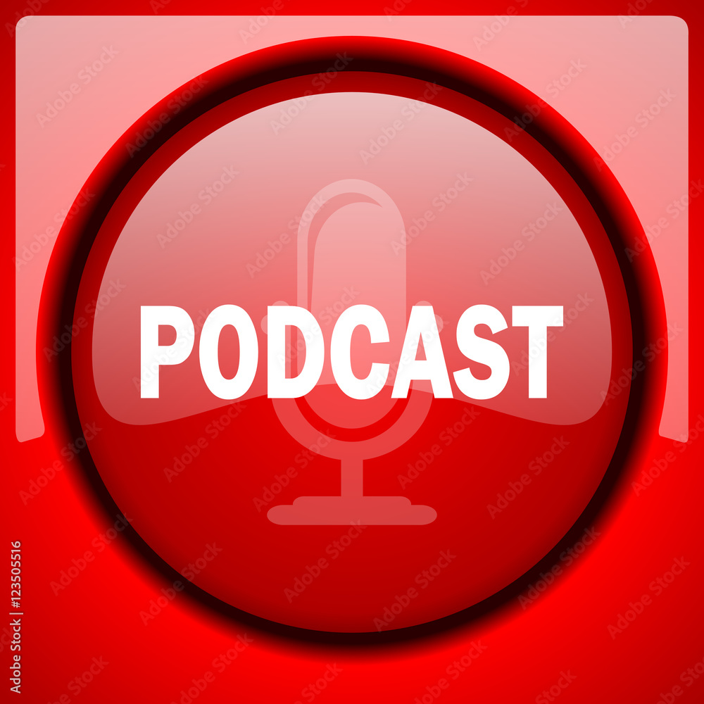 podcast red icon plastic glossy button podcast red icon plastic glossy button