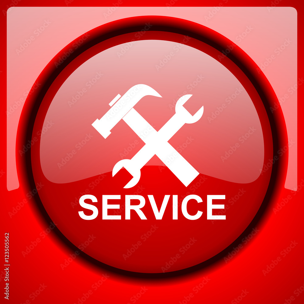 service red icon plastic glossy button service red icon plastic glossy button