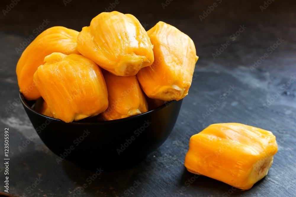 Ripe Jackfruit slices, selective focus Ripe Jackfruit slices, selective focus