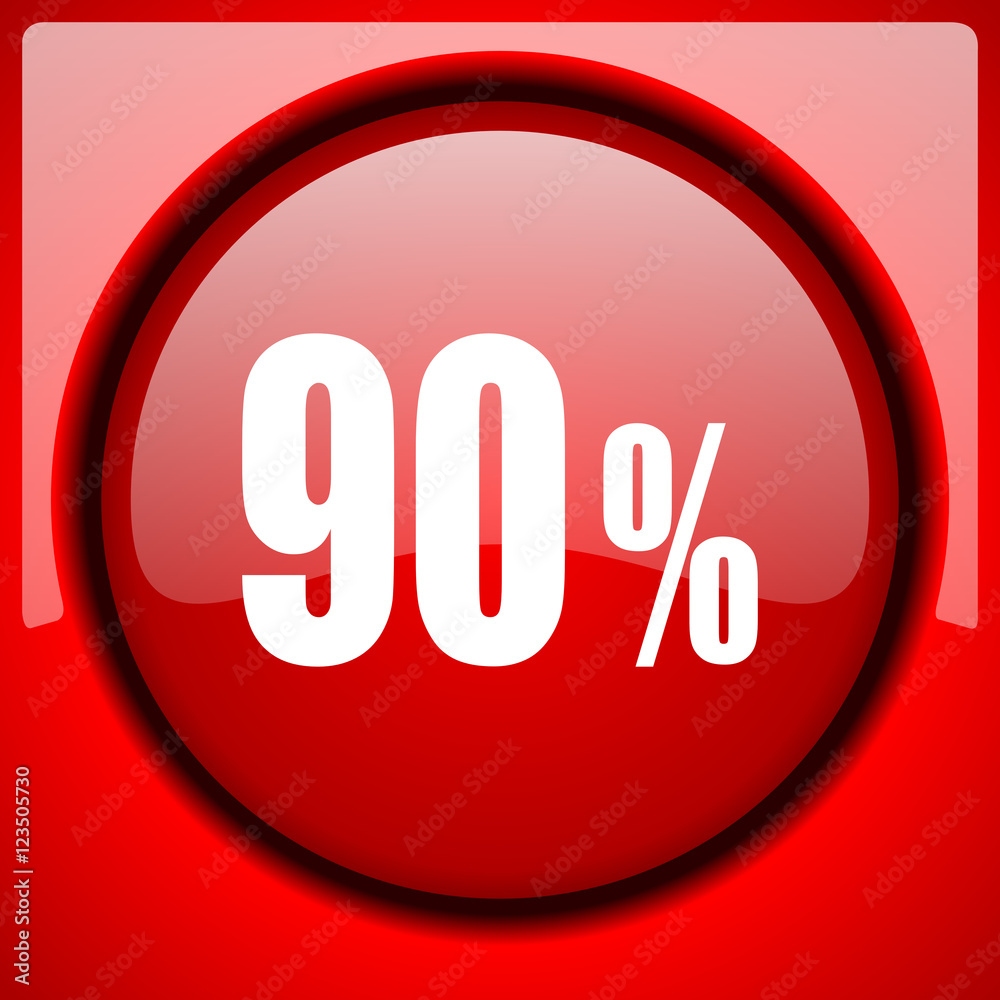 90 percent red icon plastic glossy button 90 percent red icon plastic glossy button
