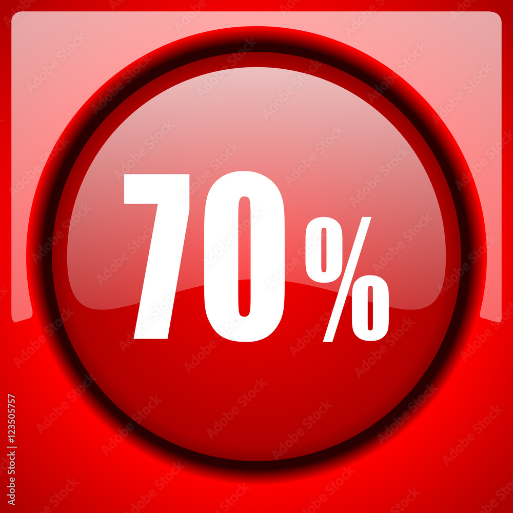 70 percent red icon plastic glossy button 70 percent red icon plastic glossy button