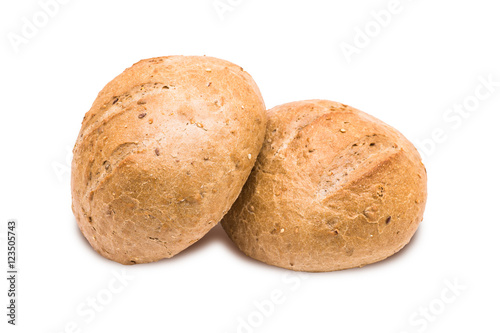 Two loaves of bread isolated on white background 