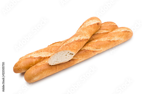 Three loaves of bread isolated on white background
