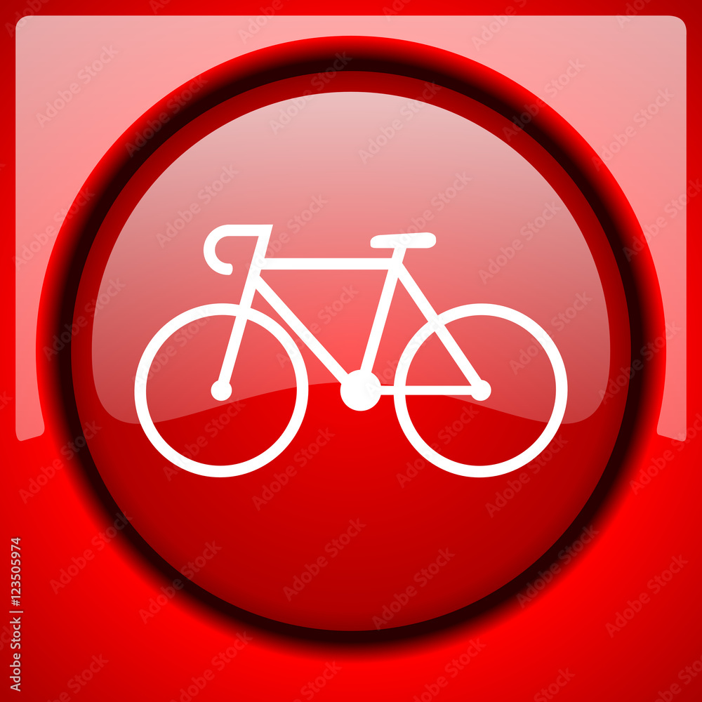 bicycle red icon plastic glossy button bicycle red icon plastic glossy button