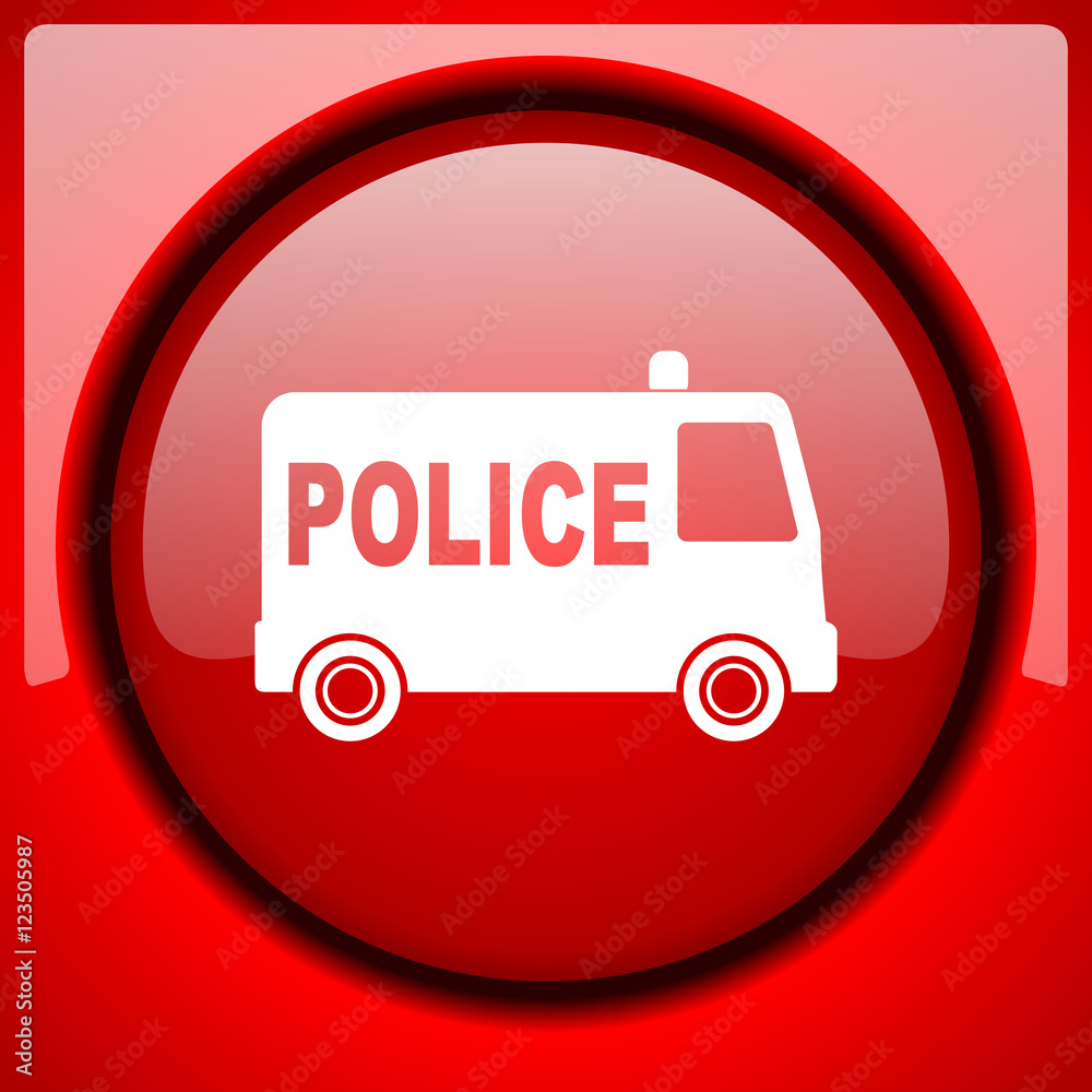 police red icon plastic glossy button police red icon plastic glossy button