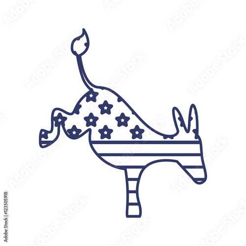 Silhouette donkey kick behind with flag vector illustration