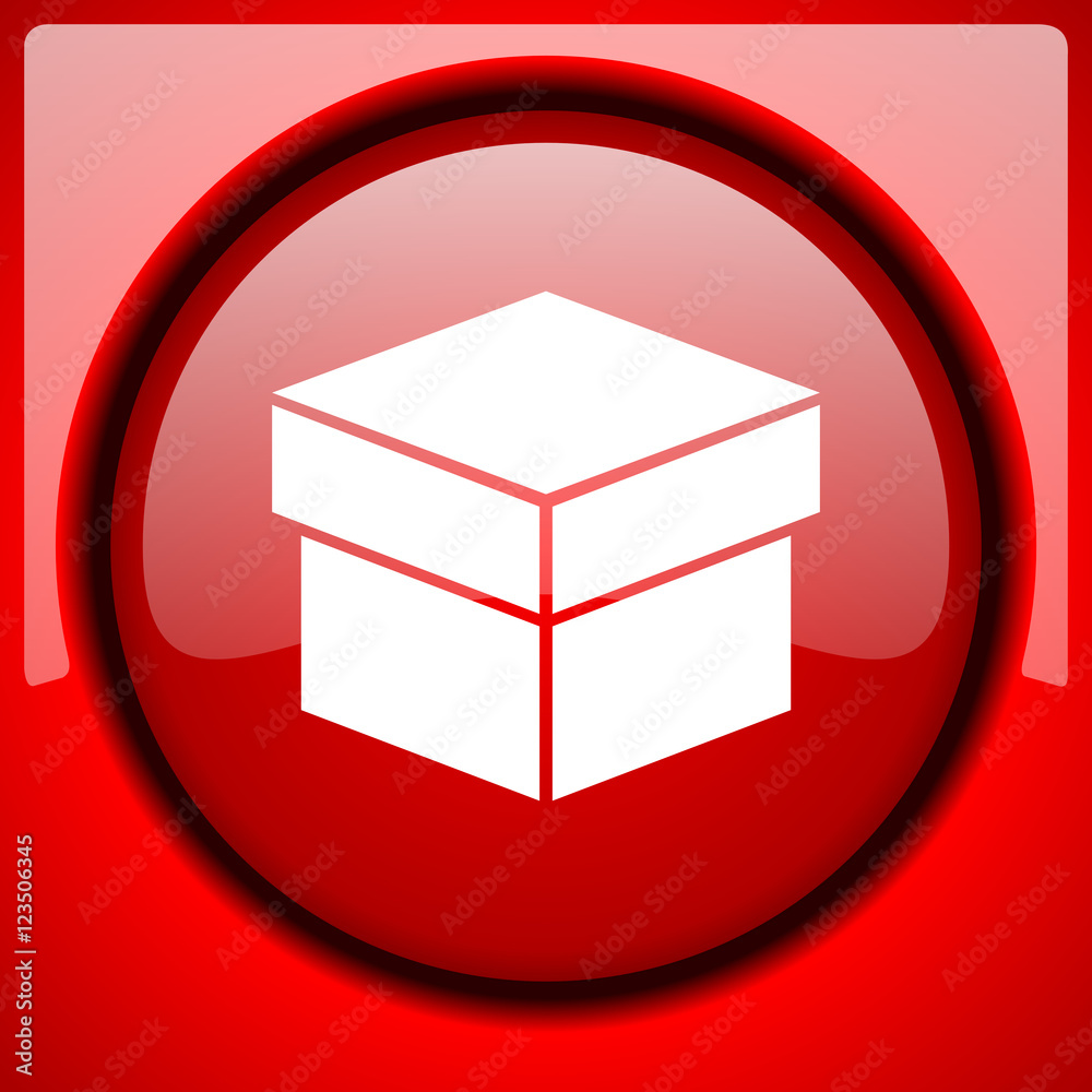box red icon plastic glossy button box red icon plastic glossy button