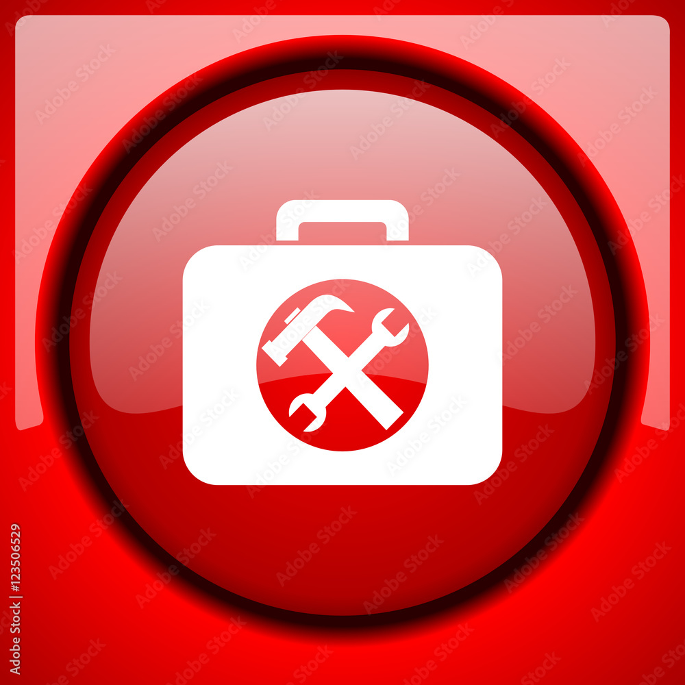 toolkit red icon plastic glossy button toolkit red icon plastic glossy button