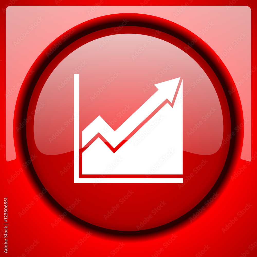 histogram red icon plastic glossy button histogram red icon plastic glossy button