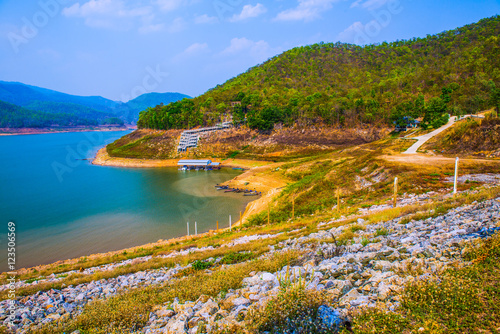 Landscape view of Mae Ngat Somboon Chon dam photo