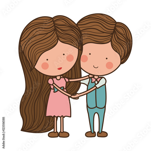 embraced couple in love with clothes vector illustration