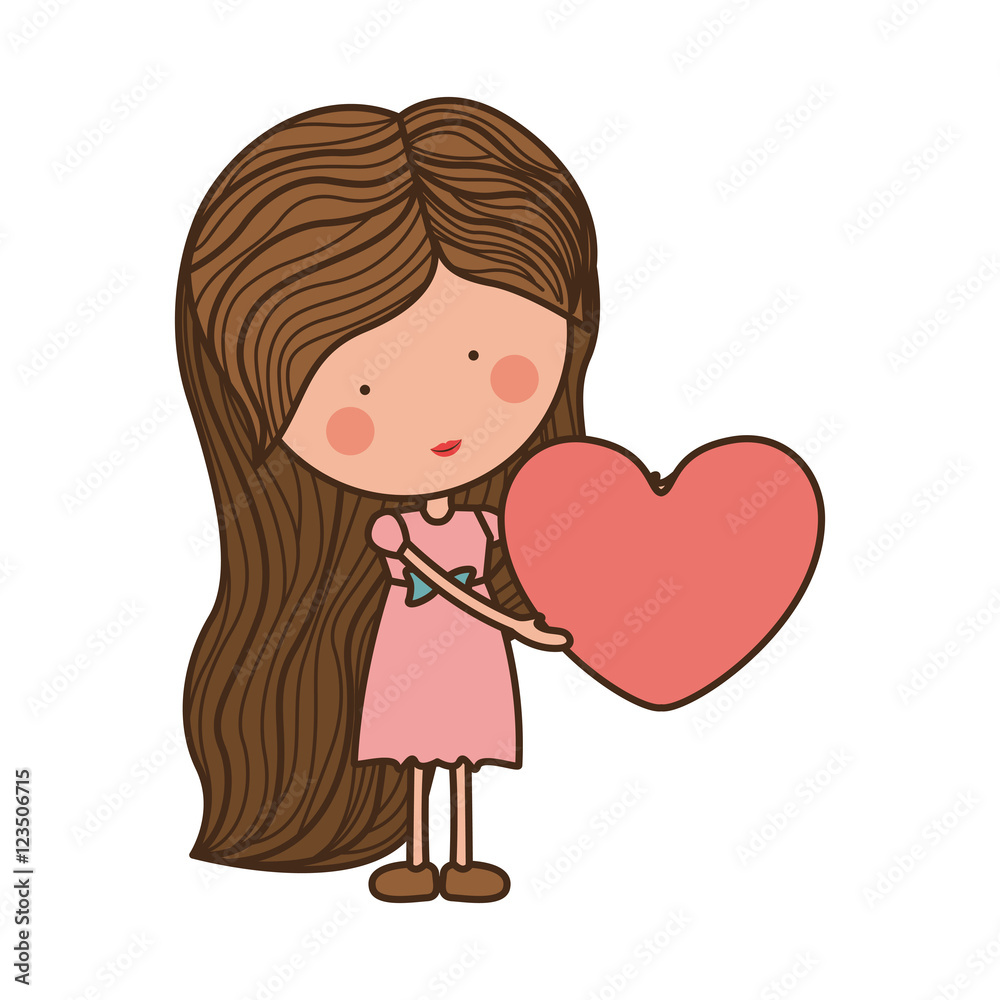 woman holding heart with long hair vector illustration woman holding heart with long hair vector illustration