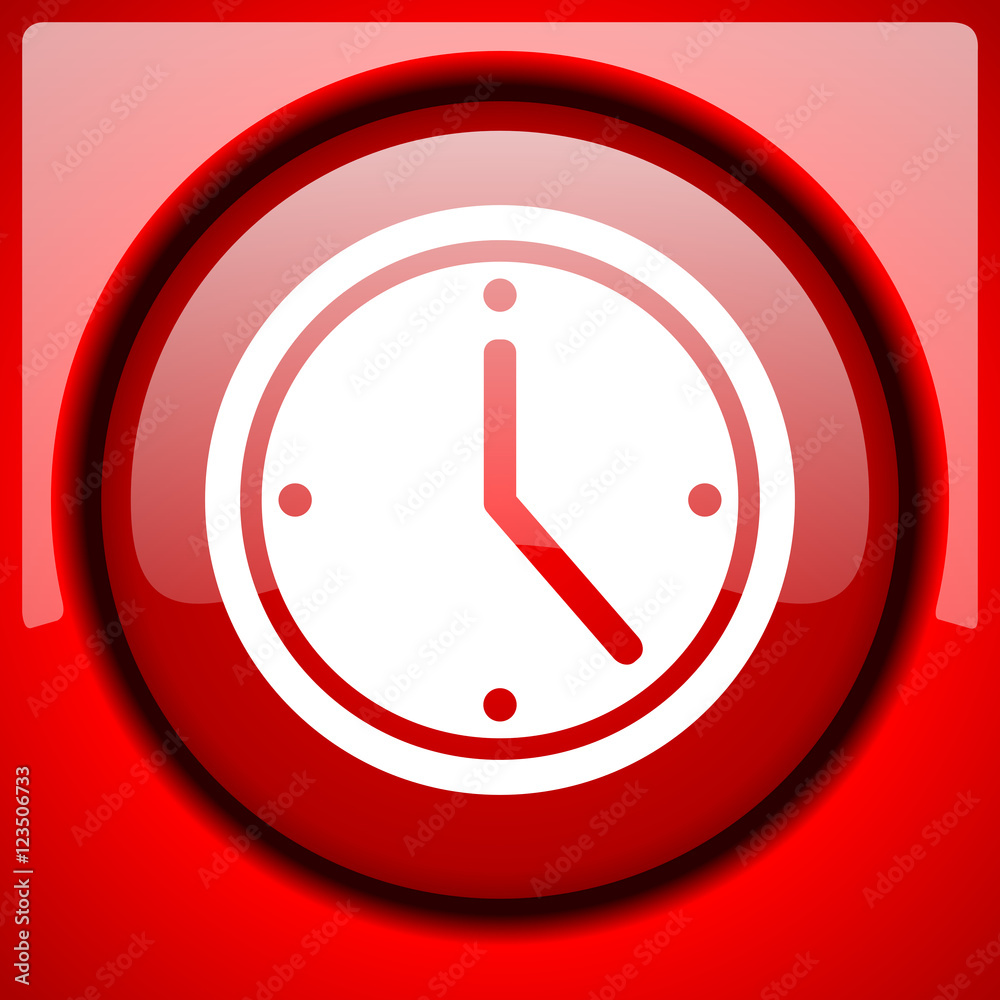 time red icon plastic glossy button time red icon plastic glossy button