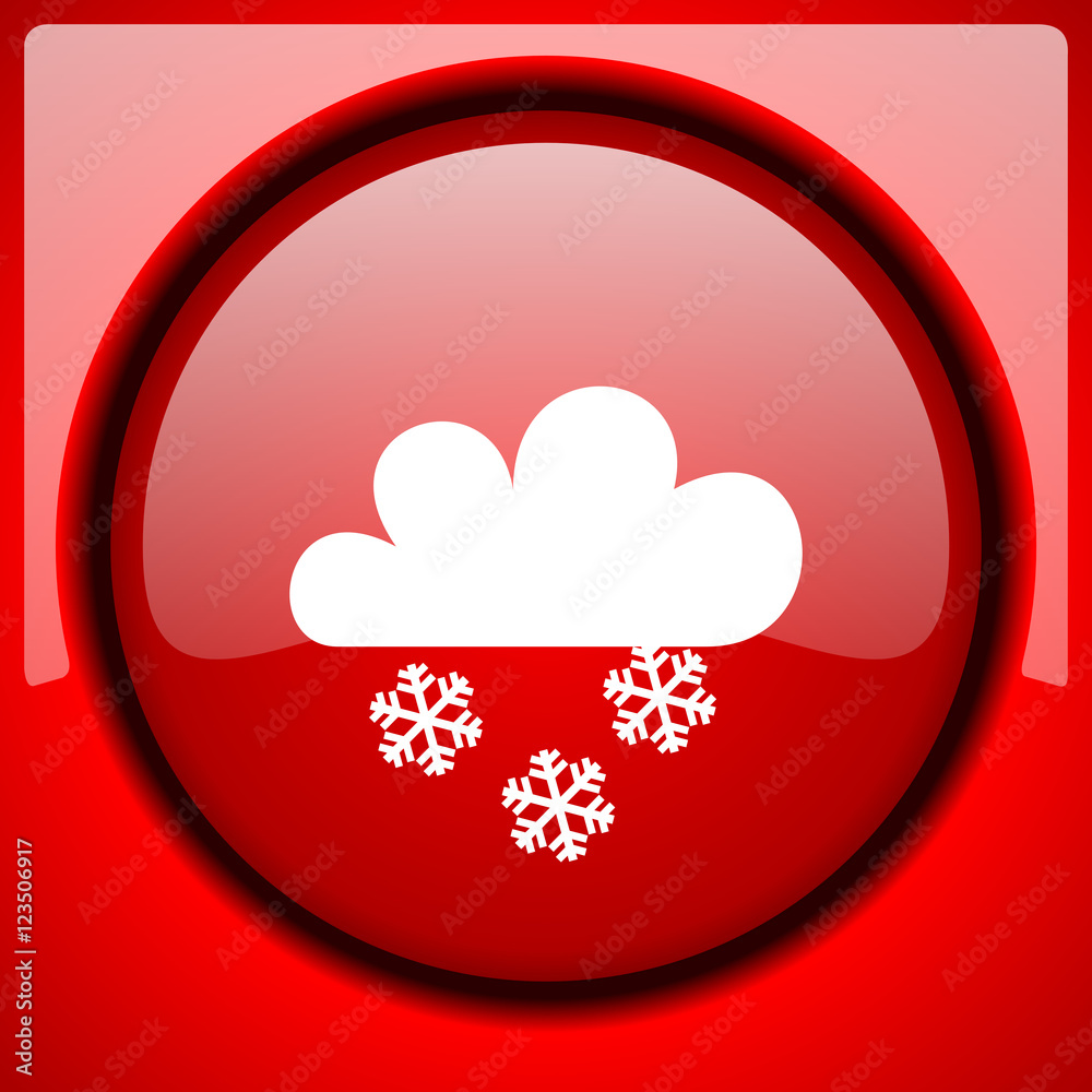 snowing red icon plastic glossy button snowing red icon plastic glossy button