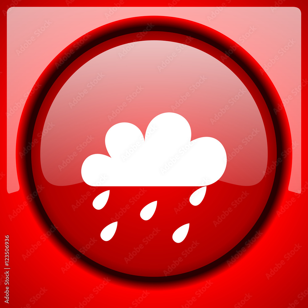 rain red icon plastic glossy button rain red icon plastic glossy button