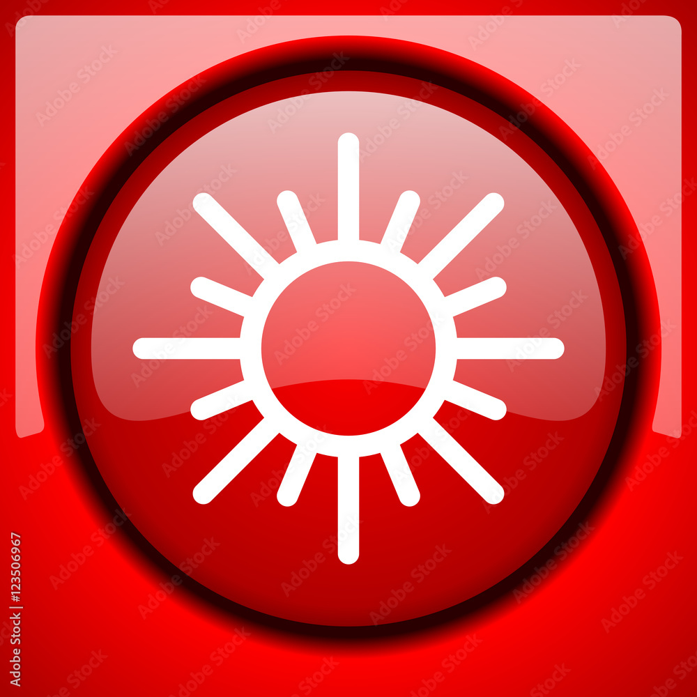 sun red icon plastic glossy button sun red icon plastic glossy button
