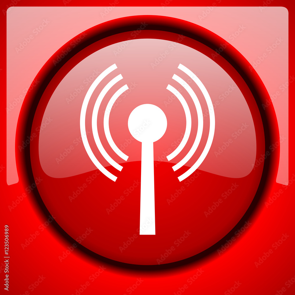 wifi red icon plastic glossy button wifi red icon plastic glossy button