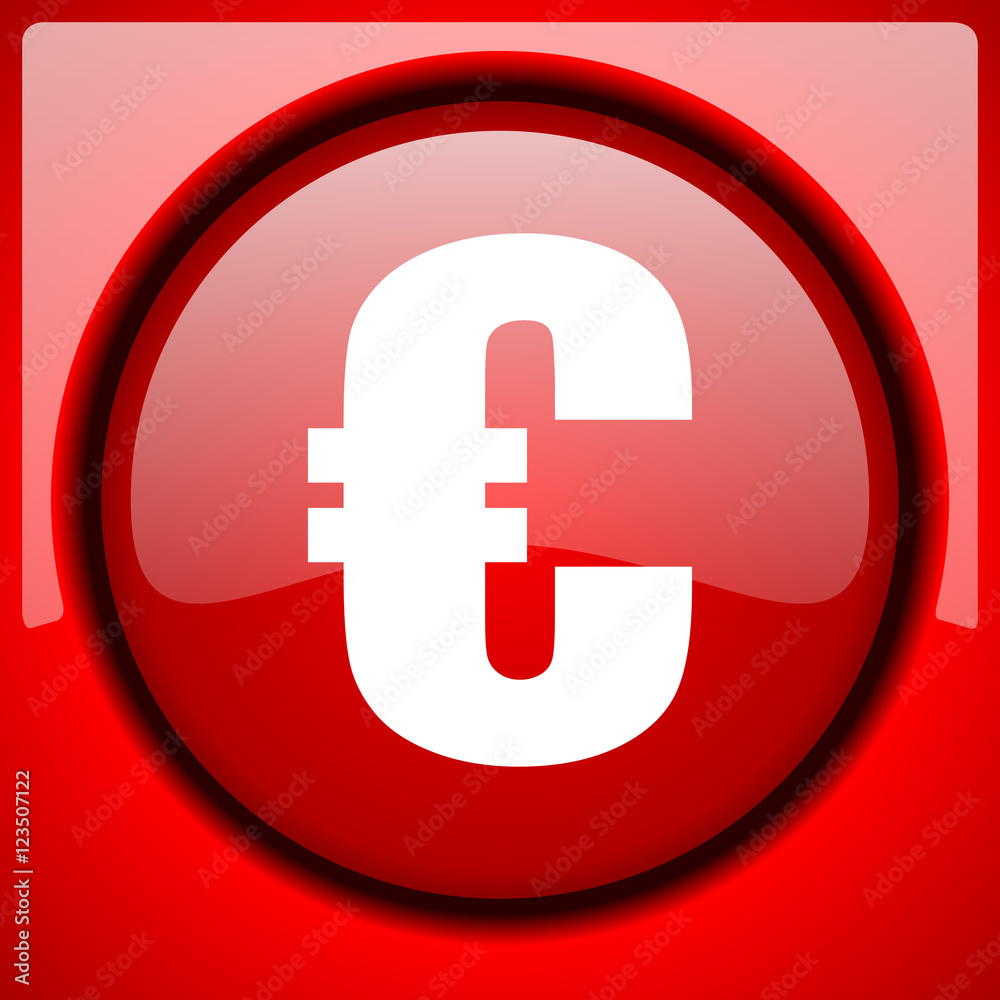 Fototapeta premium euro red icon plastic glossy button