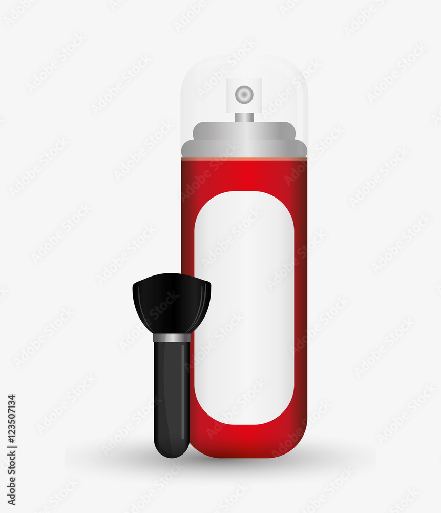 Brush and cream bottle icon. Hair salon and barber shop tools theme. Colorful design. Vector illustration