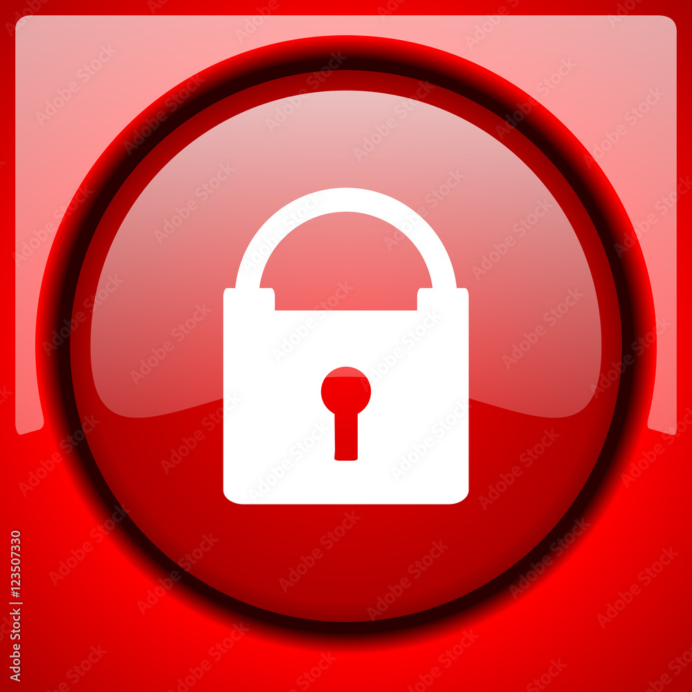 padlock red icon plastic glossy button padlock red icon plastic glossy button