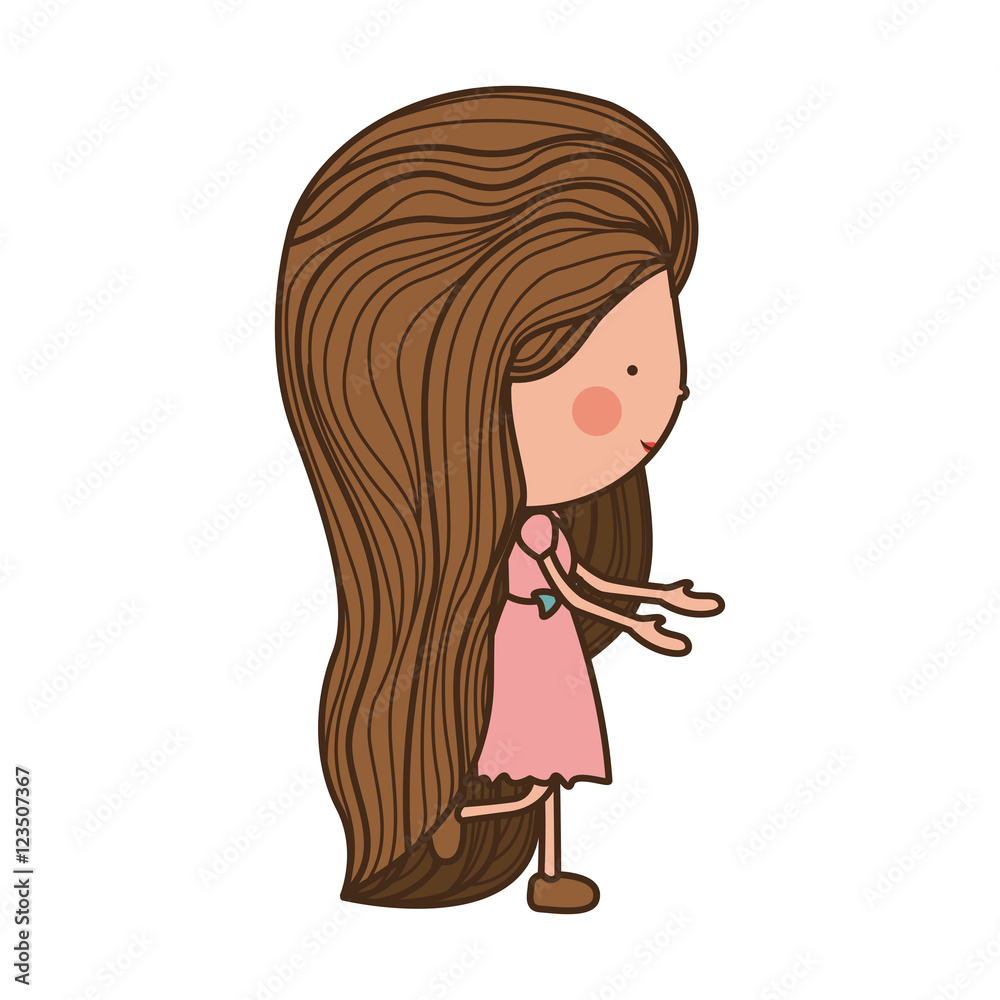 girl walking with brown long hair vector illustration girl walking with brown long hair vector illustration
