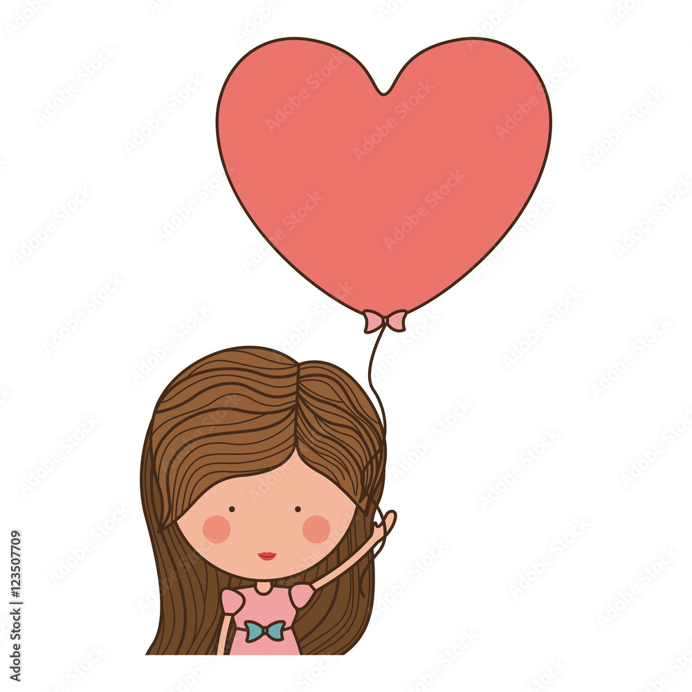 half body woman with heart shaped balloons vector illustration half body woman with heart shaped balloons vector illustration