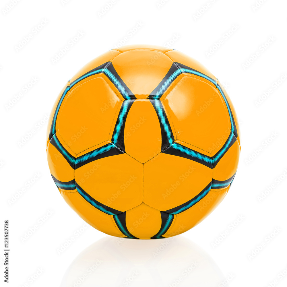 Naklejka premium Orange soccer ball isolated on white background.
