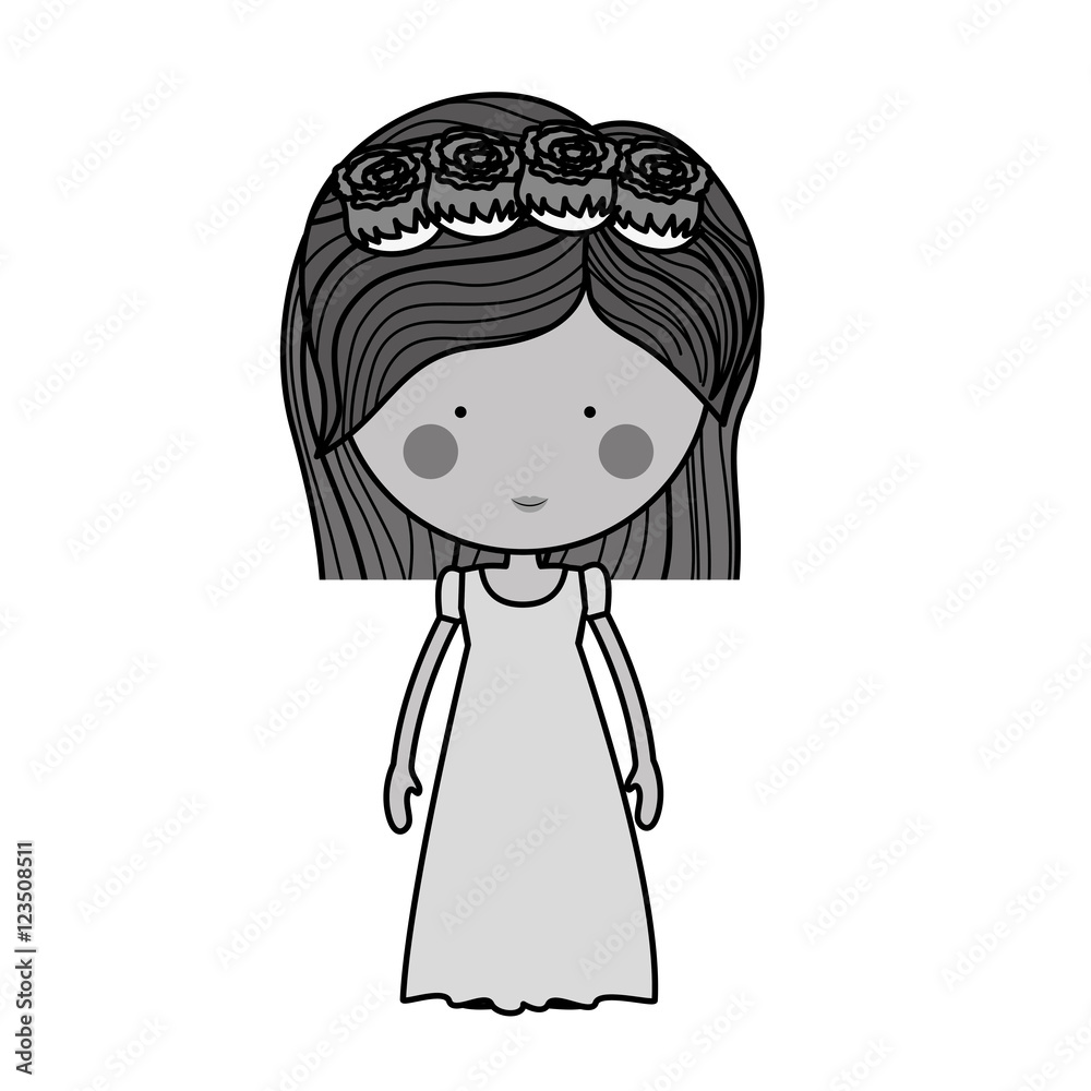 monochrome bride with dress and crown of roses vector illustration monochrome bride with dress and crown of roses vector illustration