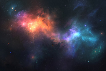 Acrylglasbilder Universum Kosmischer Weltraum mit leuchtenden Nebeln  © Kevin Carden