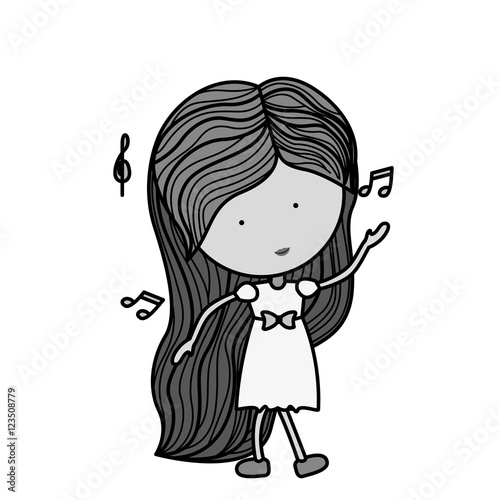 silhouette woman dancing with musical notes vector illustration