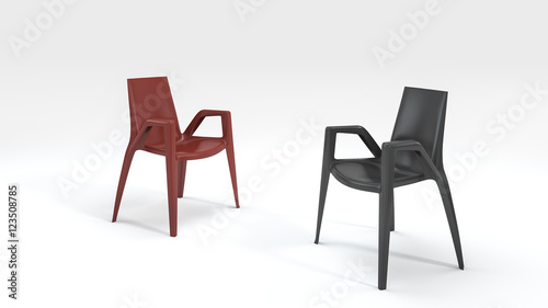 3d rendering good design black and red chair