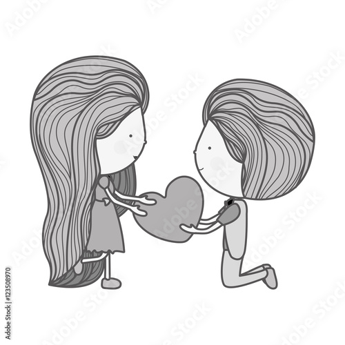 silhouette couple with heart in her hands vector illustration