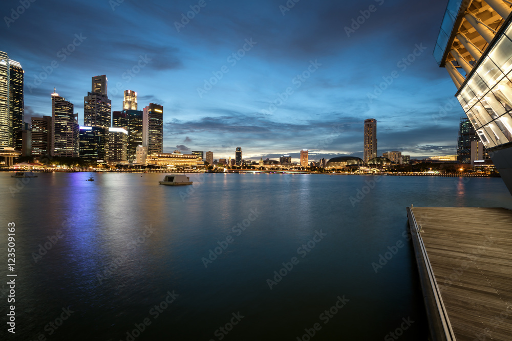 Central Business District in Singapore at Dusk