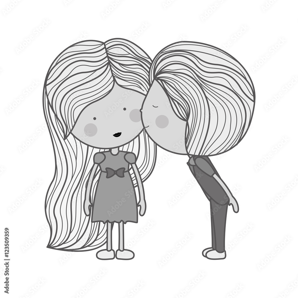 Girl Kissing Boy On Cheek Drawing