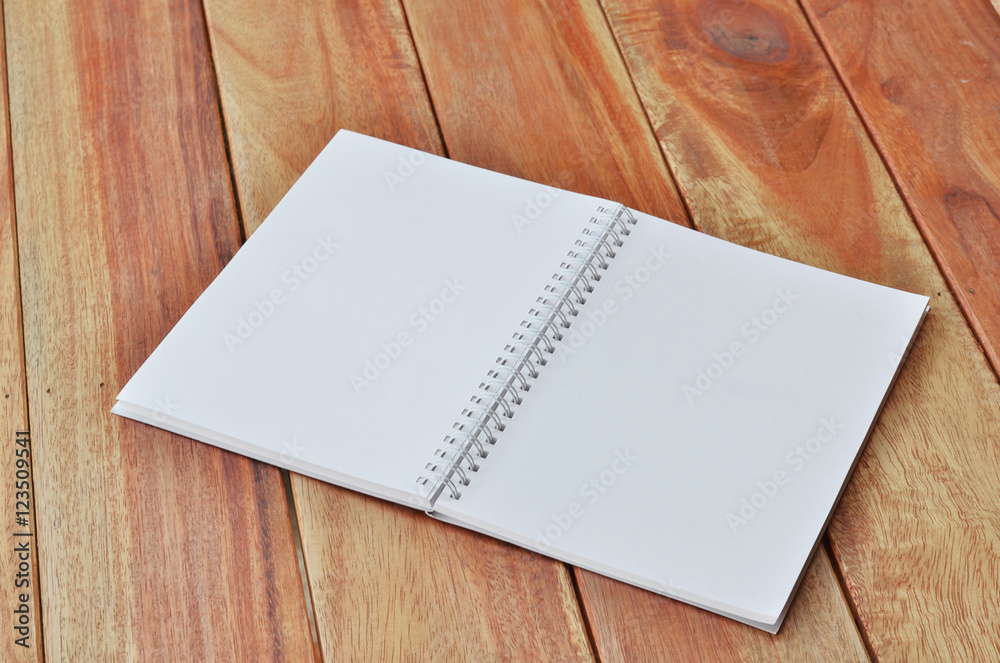 empty white paper page of binder notebook on table empty white paper page of binder notebook on table