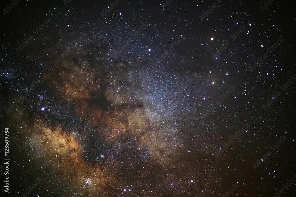 Milky Way galaxy, Long exposure photograph, with grain. Milky Way galaxy, Long exposure photograph, with grain.