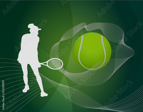 Female Tennis Player Silhouette Background 