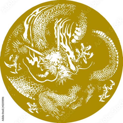 Japanese traditional dragon illustration 