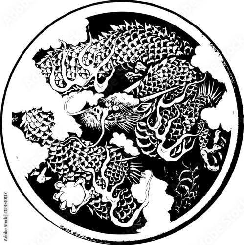 Japanese traditional dragon illustration 