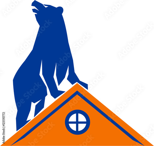 Bear On Roof Isolated Retro