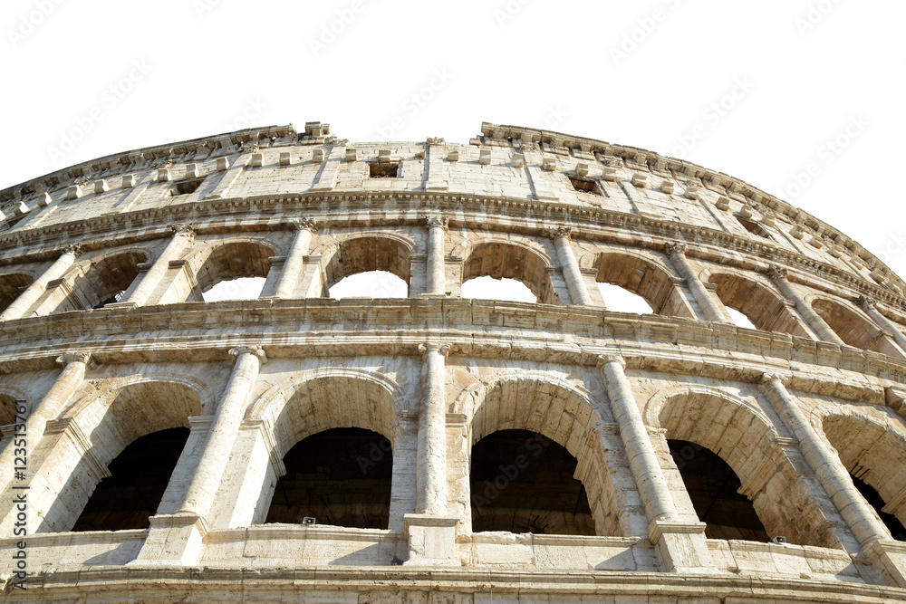 Colosseum in Rome on white background, Italy