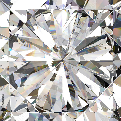 Realistic diamond with caustic close up texture  3D illustration. 