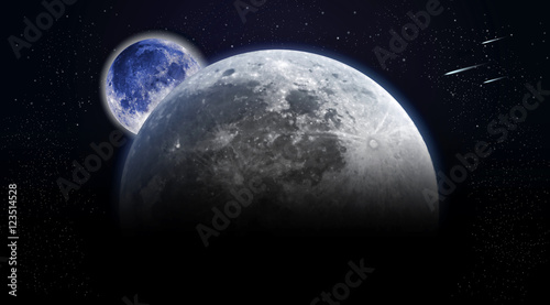 Fototapeta Naklejka Na Ścianę i Meble -  View out of space on surface of moon and earth.