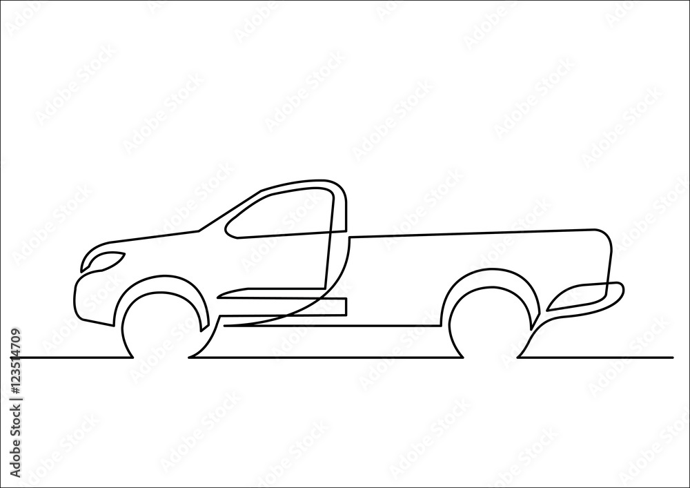continuous line drawing of pickup truck Stock Vector | Adobe Stock