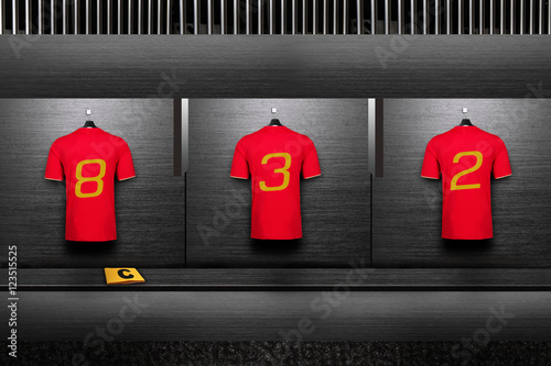 Football shirt on changing room photo