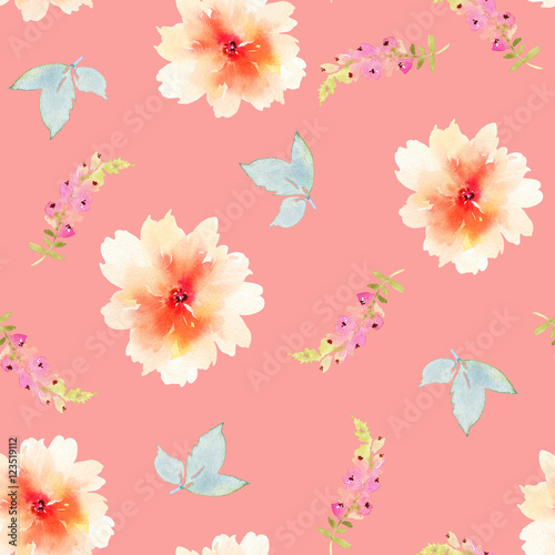 Seamless pattern with flowers watercolor